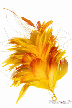 Pluim haan - hoogte 30 cm - saffraan-karamel